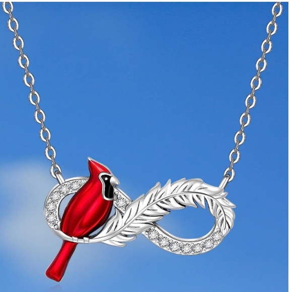 18k Infinity Cardinal Diamond Necklace Angel Feather Messenger from Heav… - Picture 7 of 10